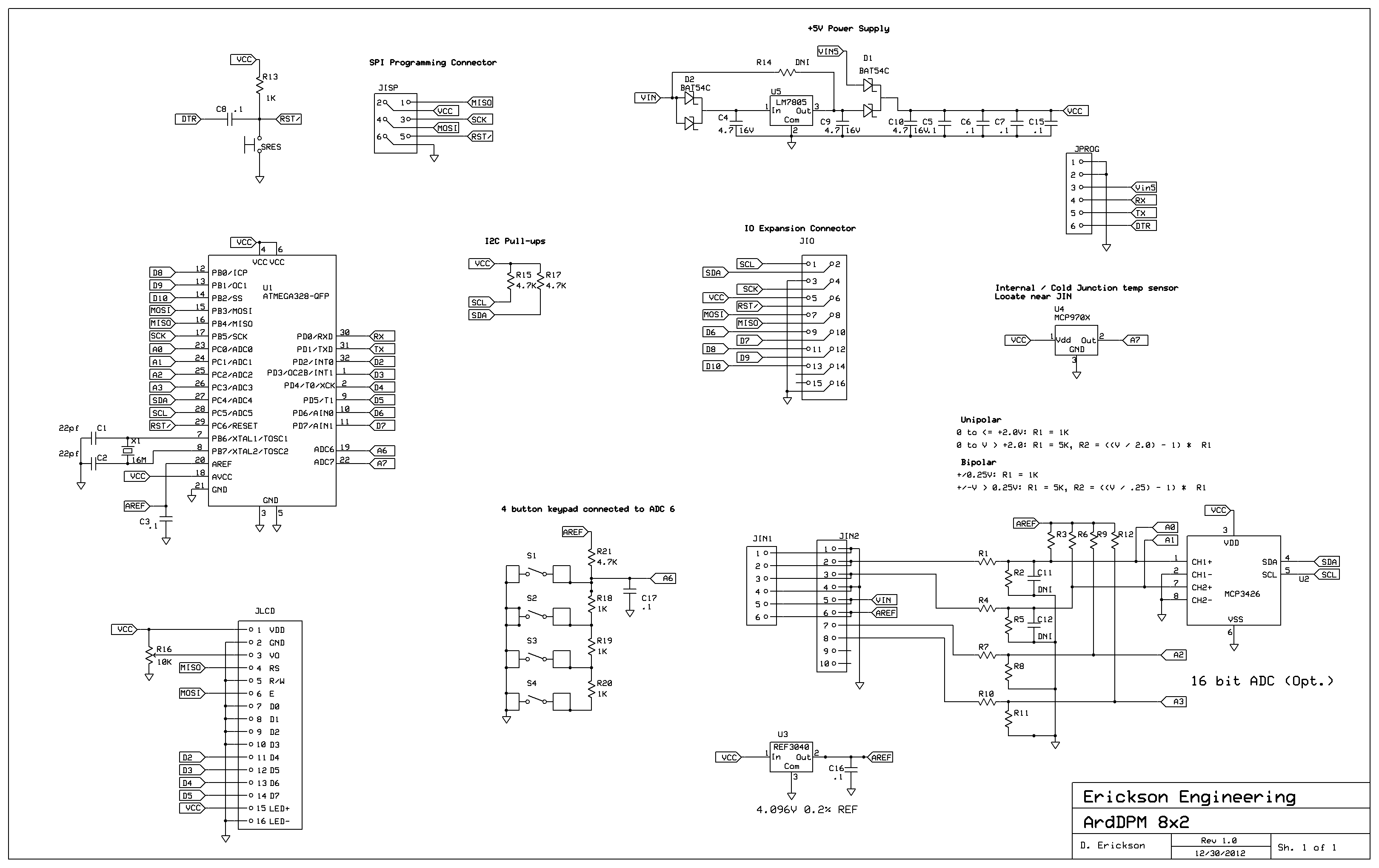 Arduino Panel Meter PC board schematic