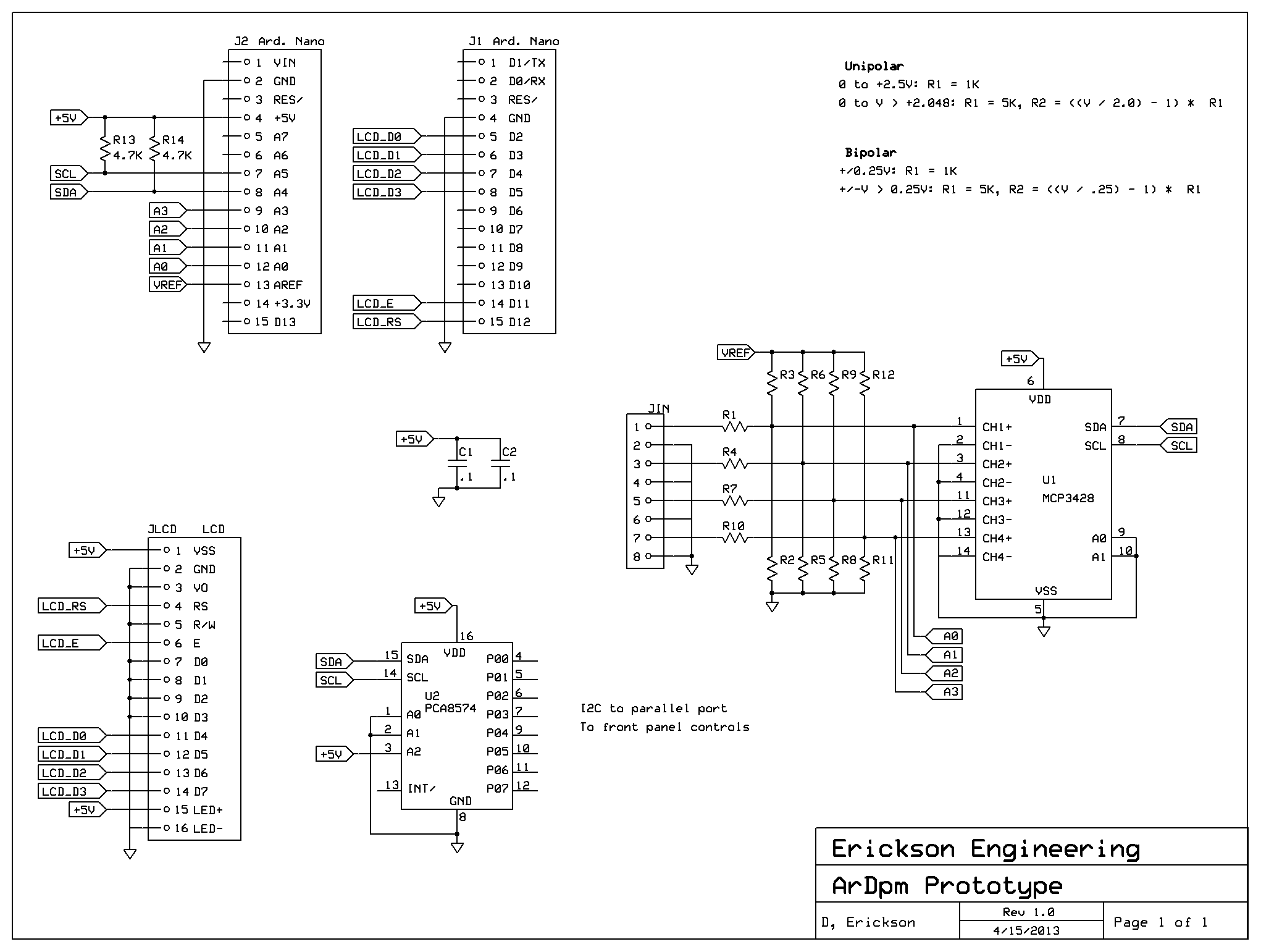 Arduino Panel Meter Prototype Schematic